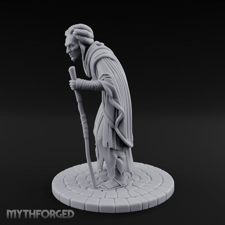 Staff Leaning Human Beggar Miniature for Dungeons and Dragons, Pathfinder or other TTRPGs