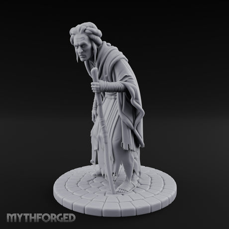 Staff Leaning Human Beggar Miniature for Dungeons and Dragons, Pathfinder or other TTRPGs