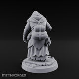 Staff Leaning Human Swamp Witch Miniature for Dungeons and Dragons, Pathfinder or other TTRPGs