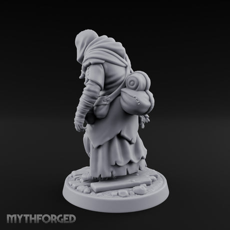 Staff Leaning Human Swamp Witch Miniature for Dungeons and Dragons, Pathfinder or other TTRPGs