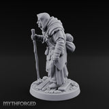 Staff Leaning Human Swamp Witch Miniature for Dungeons and Dragons, Pathfinder or other TTRPGs