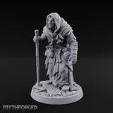 Staff Leaning Human Swamp Witch Miniature for Dungeons and Dragons, Pathfinder or other TTRPGs