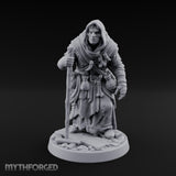 Staff Leaning Human Swamp Witch Miniature for Dungeons and Dragons, Pathfinder or other TTRPGs