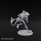 Staff Lunging Hat Tilted Human Witch Miniature for Dungeons and Dragons, Pathfinder or other TTRPGs