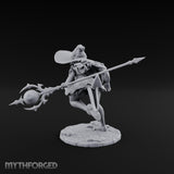 Staff Lunging Hat Tilted Human Witch Miniature for Dungeons and Dragons, Pathfinder or other TTRPGs