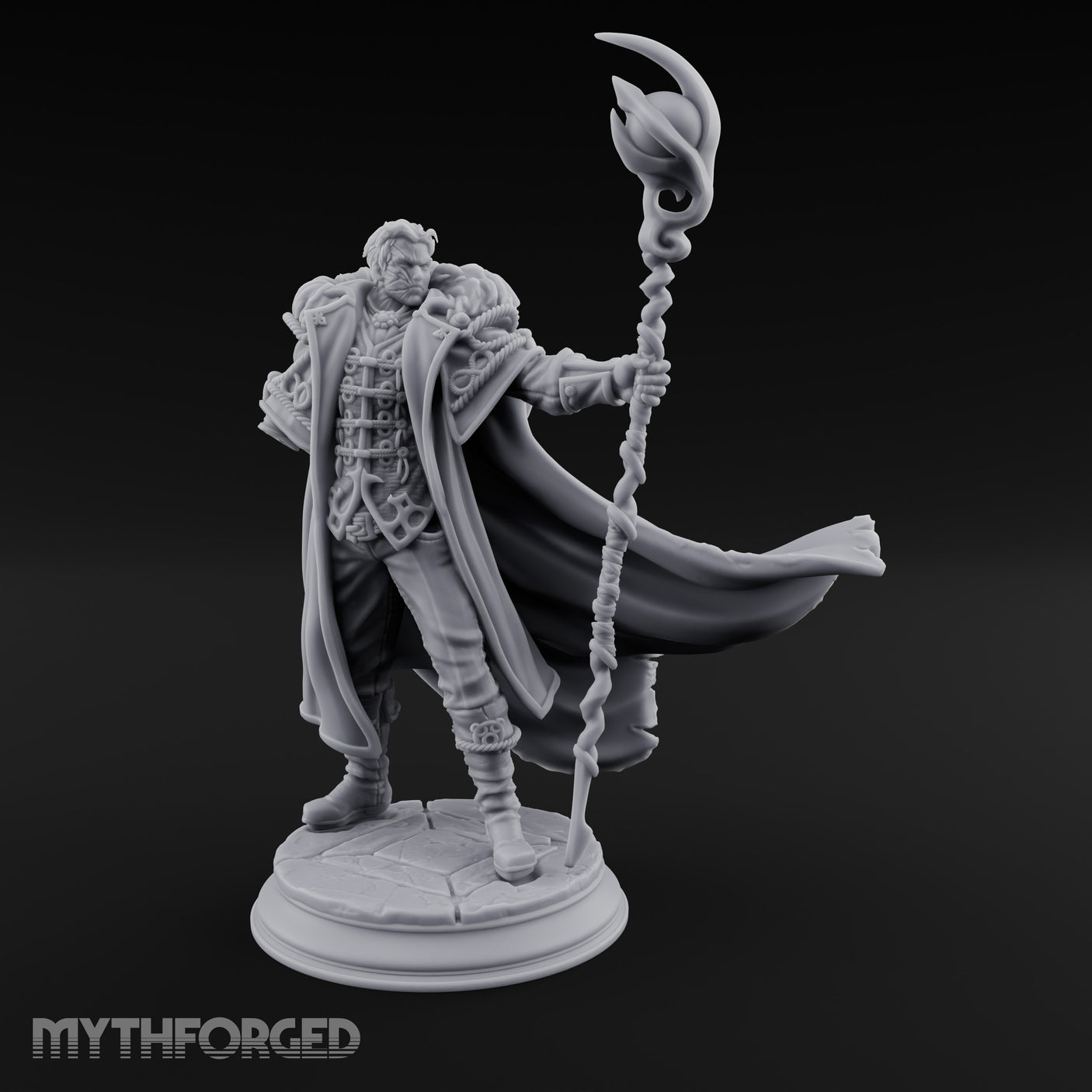 Staff Planting Human Sorcerer Miniature for Dungeons and Dragons, Pathfinder or other TTRPGs