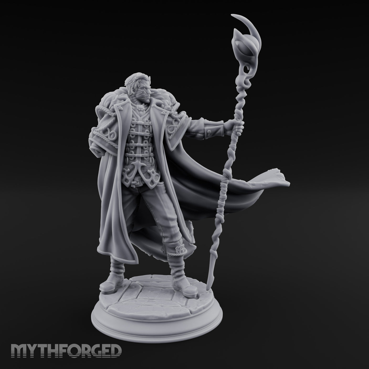 Staff Planting Human Sorcerer Miniature for Dungeons and Dragons, Pathfinder or other TTRPGs