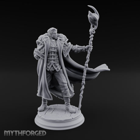 Staff Planting Human Sorcerer Miniature for Dungeons and Dragons, Pathfinder or other TTRPGs