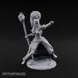 Staff Raised Hand Casting Human Sorceress Miniature for Dungeons and Dragons, Pathfinder or other TTRPGs
