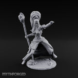 Staff Raised Hand Casting Human Sorceress Miniature for Dungeons and Dragons, Pathfinder or other TTRPGs