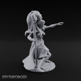 Staff Raised Hand Casting Human Sorceress Miniature for Dungeons and Dragons, Pathfinder or other TTRPGs