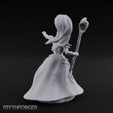 Staff Raised Hand Casting Human Sorceress Miniature for Dungeons and Dragons, Pathfinder or other TTRPGs