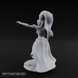 Staff Raised Hand Casting Human Sorceress Miniature for Dungeons and Dragons, Pathfinder or other TTRPGs