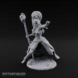 Staff Raised Hand Casting Human Sorceress Miniature for Dungeons and Dragons, Pathfinder or other TTRPGs