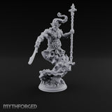 Staff Raising Blade Swinging Djinni Warrior Miniature for Dungeons and Dragons, Pathfinder or other TTRPGs