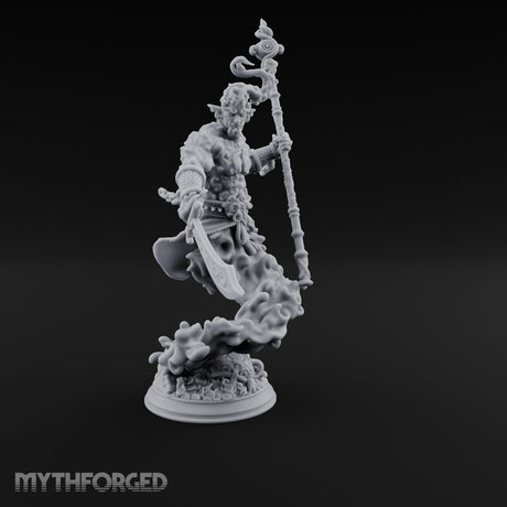 Staff Raising Blade Swinging Djinni Warrior Miniature for Dungeons and Dragons, Pathfinder or other TTRPGs
