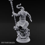 Staff Raising Blade Swinging Djinni Warrior Miniature for Dungeons and Dragons, Pathfinder or other TTRPGs