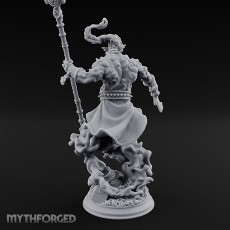 Staff Raising Blade Swinging Djinni Warrior Miniature for Dungeons and Dragons, Pathfinder or other TTRPGs