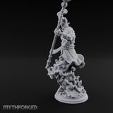 Staff Raising Blade Swinging Djinni Warrior Miniature for Dungeons and Dragons, Pathfinder or other TTRPGs