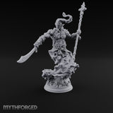 Staff Raising Blade Swinging Djinni Warrior Miniature for Dungeons and Dragons, Pathfinder or other TTRPGs