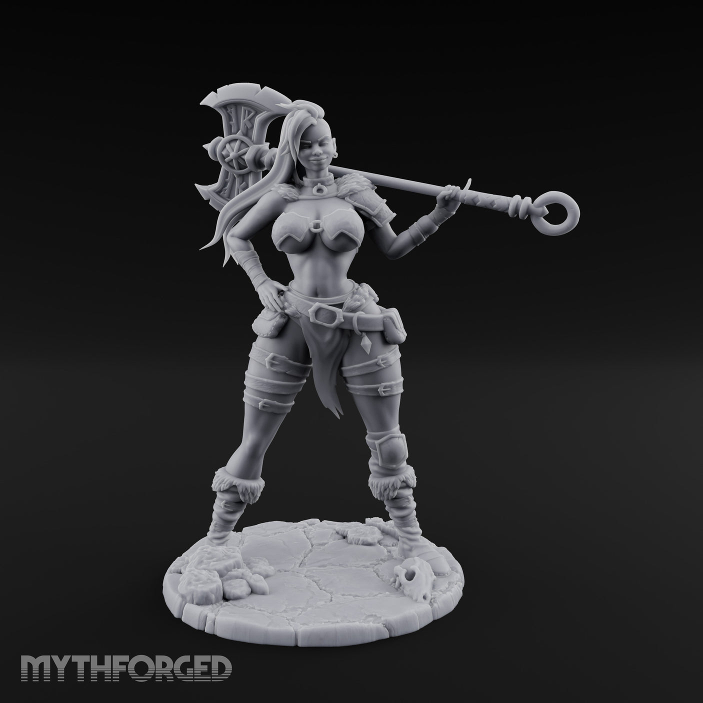 Staff Resting Smirking Human Warrior Miniature for Dungeons and Dragons, Pathfinder or other TTRPGs