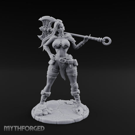 Staff Resting Smirking Human Warrior Miniature for Dungeons and Dragons, Pathfinder or other TTRPGs