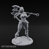 Staff Resting Smirking Human Warrior Miniature for Dungeons and Dragons, Pathfinder or other TTRPGs