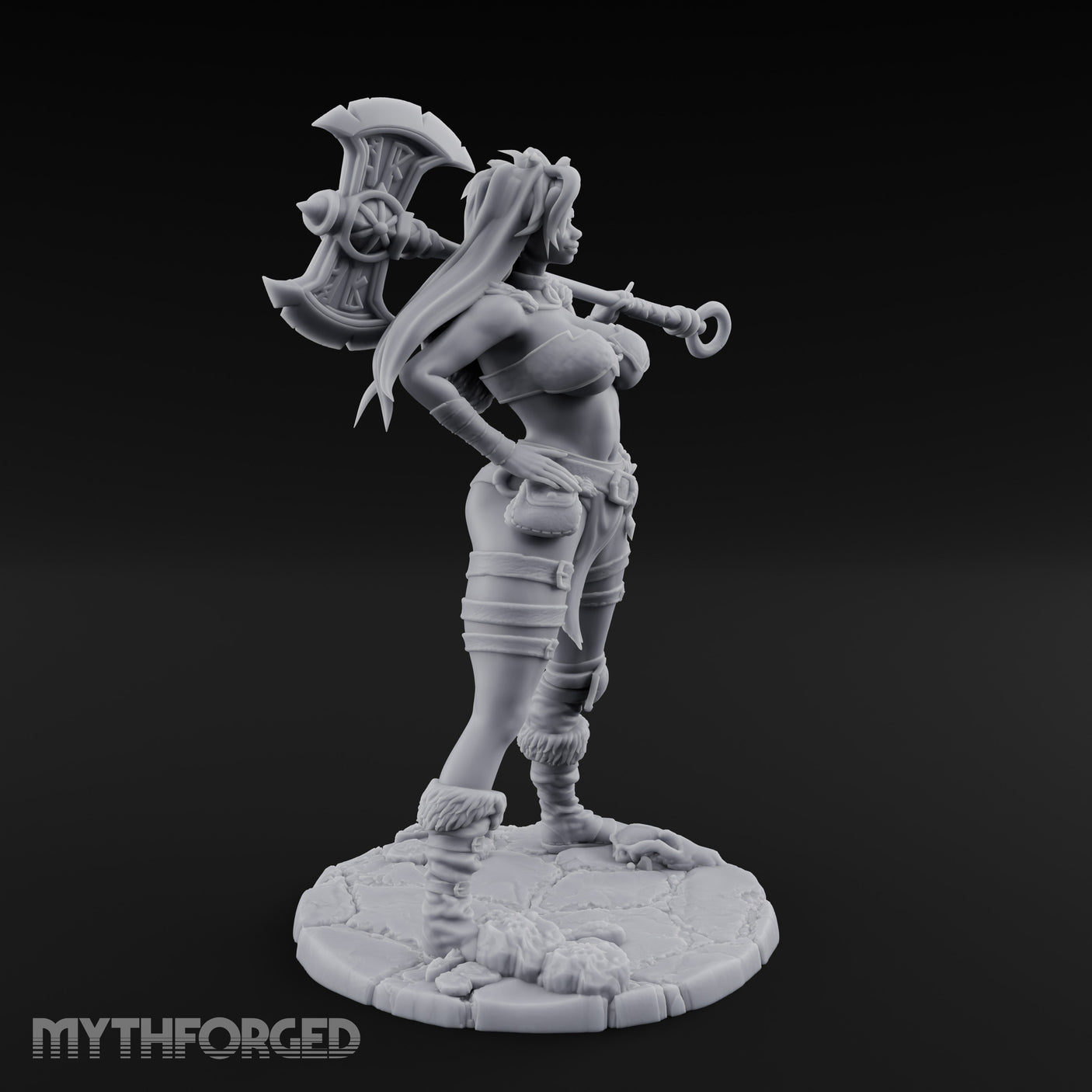 Staff Resting Smirking Human Warrior Miniature for Dungeons and Dragons, Pathfinder or other TTRPGs