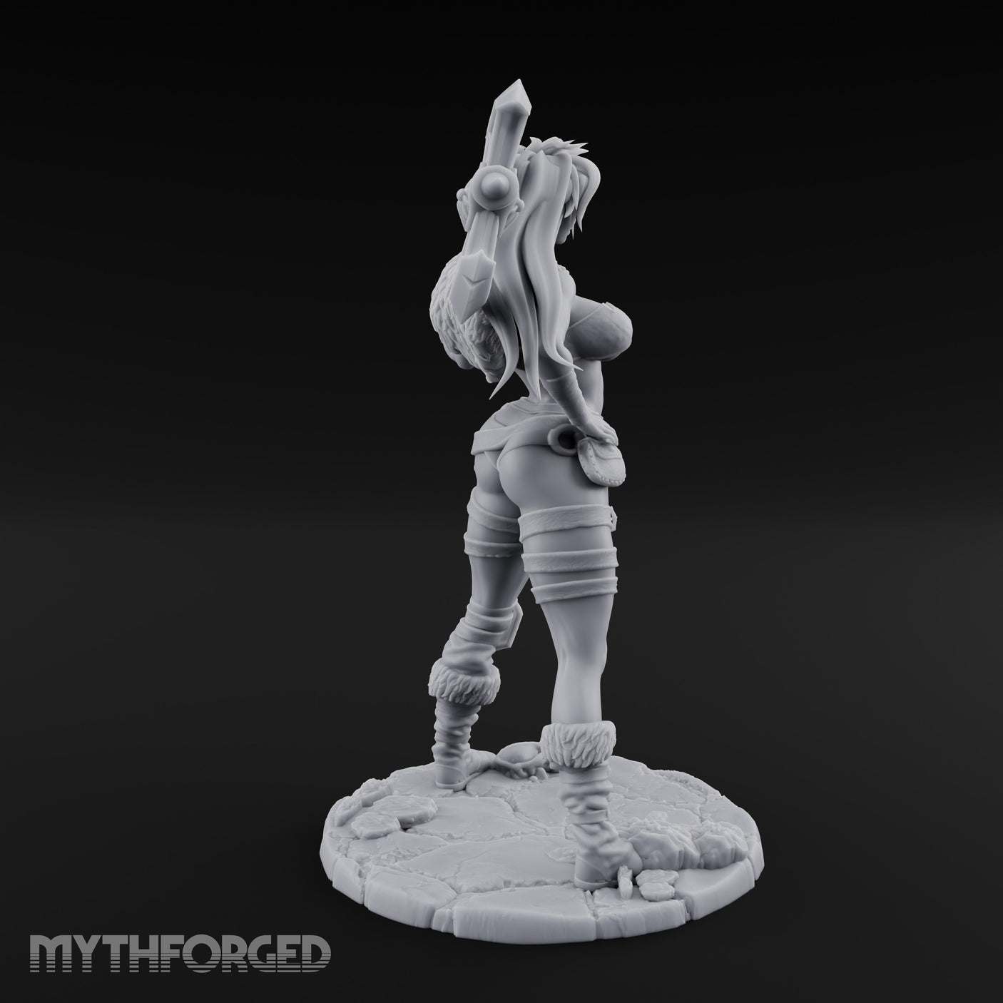Staff Resting Smirking Human Warrior Miniature for Dungeons and Dragons, Pathfinder or other TTRPGs