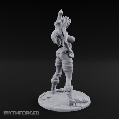 Staff Resting Smirking Human Warrior Miniature for Dungeons and Dragons, Pathfinder or other TTRPGs