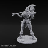 Staff Resting Smirking Human Warrior Miniature for Dungeons and Dragons, Pathfinder or other TTRPGs