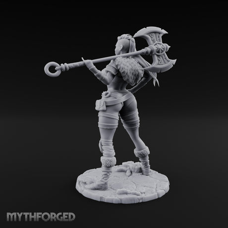 Staff Resting Smirking Human Warrior Miniature for Dungeons and Dragons, Pathfinder or other TTRPGs