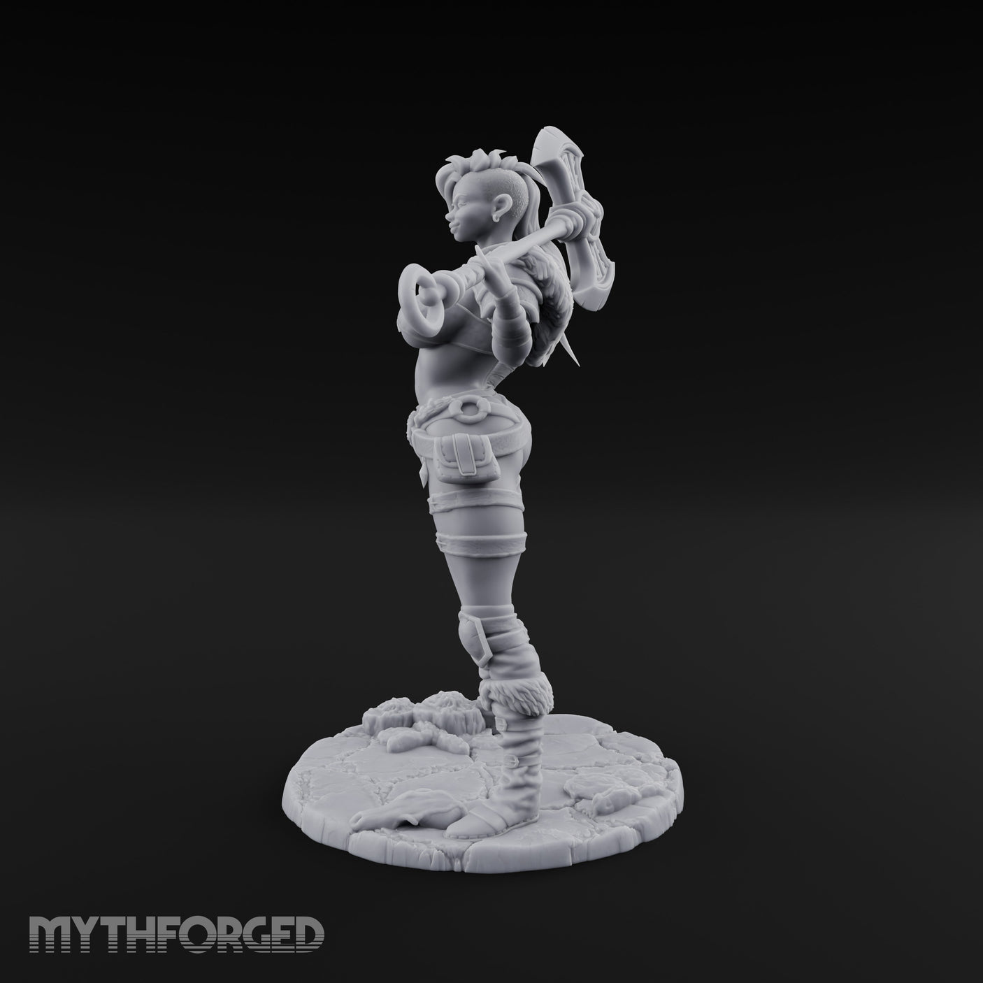 Staff Resting Smirking Human Warrior Miniature for Dungeons and Dragons, Pathfinder or other TTRPGs