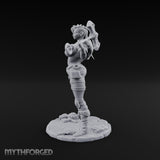 Staff Resting Smirking Human Warrior Miniature for Dungeons and Dragons, Pathfinder or other TTRPGs