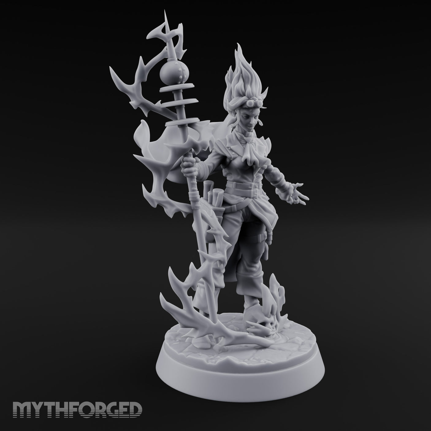 Staff Sparking Casting Human Alchemist Miniature for Dungeons and Dragons, Pathfinder or other TTRPGs