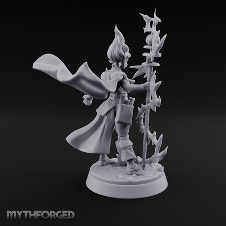 Staff Sparking Casting Human Alchemist Miniature for Dungeons and Dragons, Pathfinder or other TTRPGs