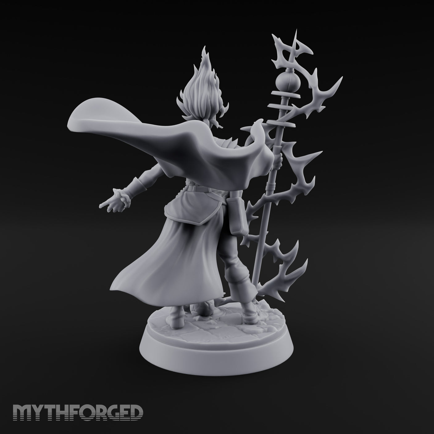 Staff Sparking Casting Human Alchemist Miniature for Dungeons and Dragons, Pathfinder or other TTRPGs
