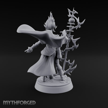 Staff Sparking Casting Human Alchemist Miniature for Dungeons and Dragons, Pathfinder or other TTRPGs