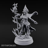 Staff Sparking Casting Human Alchemist Miniature for Dungeons and Dragons, Pathfinder or other TTRPGs