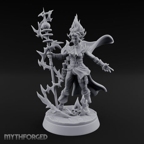 Staff Sparking Casting Human Alchemist Miniature for Dungeons and Dragons, Pathfinder or other TTRPGs