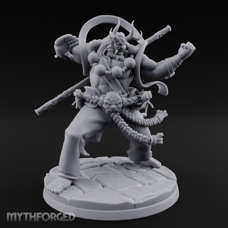 Staff Striking Oni Monk Miniature for Dungeons and Dragons, Pathfinder or other TTRPGs