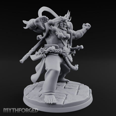 Staff Striking Oni Monk Miniature for Dungeons and Dragons, Pathfinder or other TTRPGs