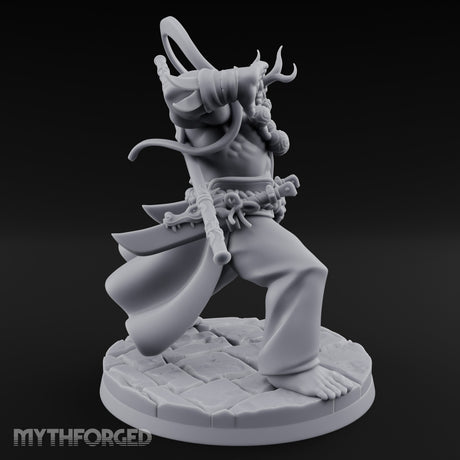 Staff Striking Oni Monk Miniature for Dungeons and Dragons, Pathfinder or other TTRPGs