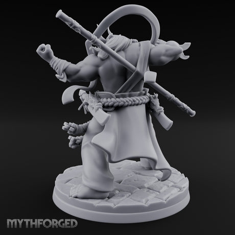 Staff Striking Oni Monk Miniature for Dungeons and Dragons, Pathfinder or other TTRPGs