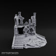 Stair-Fronted Pillar-Snapped Gothic Hall Ruins Miniature for Dungeons and Dragons, Pathfinder or other TTRPGs