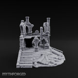 Stair-Fronted Pillar-Snapped Gothic Hall Ruins Miniature for Dungeons and Dragons, Pathfinder or other TTRPGs