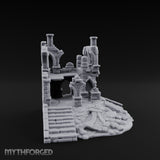 Stair-Fronted Pillar-Snapped Gothic Hall Ruins Miniature for Dungeons and Dragons, Pathfinder or other TTRPGs