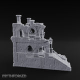 Stair-Fronted Pillar-Snapped Gothic Hall Ruins Miniature for Dungeons and Dragons, Pathfinder or other TTRPGs