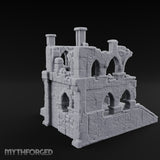 Stair-Fronted Pillar-Snapped Gothic Hall Ruins Miniature for Dungeons and Dragons, Pathfinder or other TTRPGs