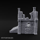 Stair-Fronted Pillar-Snapped Gothic Hall Ruins Miniature for Dungeons and Dragons, Pathfinder or other TTRPGs